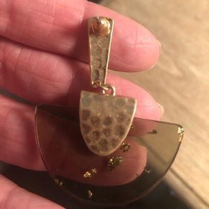 Gold tone & Smoke Glitter Acrylic Earrings